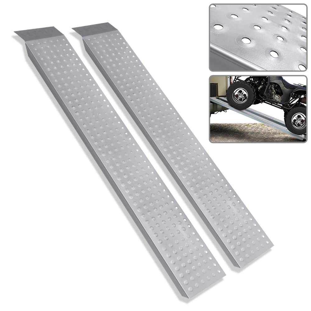 Aufun 2 x rampes jusqu'à 400 kg Rampe Pliable Rampe de Chargement antidérapante en Acier galvanisé, Rampe de Chargement antidérapante pour remorques Moto ATV Quad, 135 x 23 cm