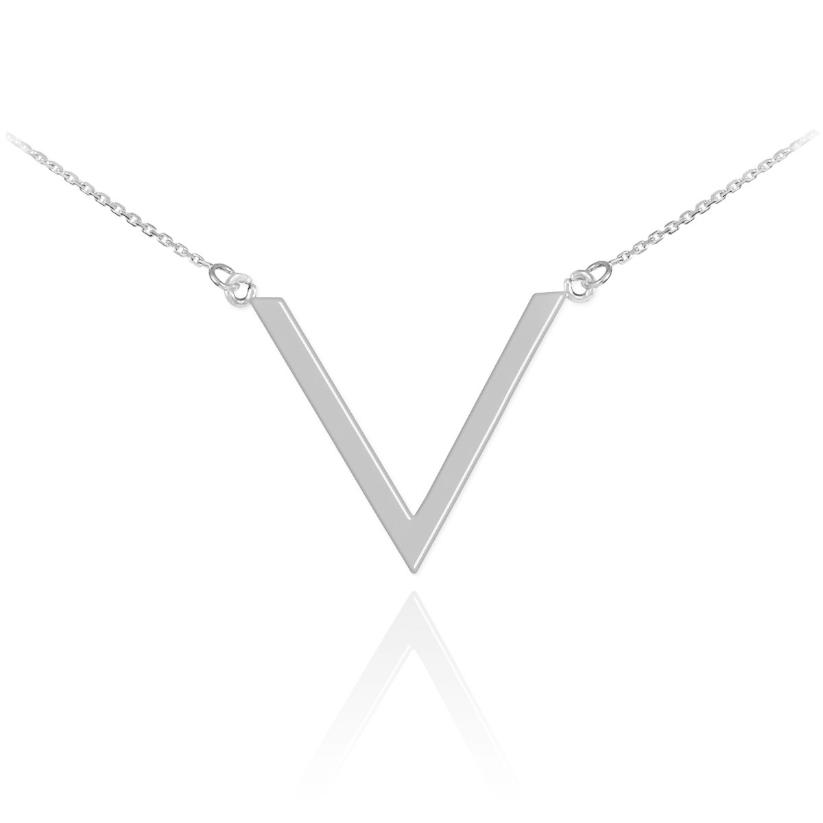 High Polish 925 Sterling Silver Chevron Pendant Necklace