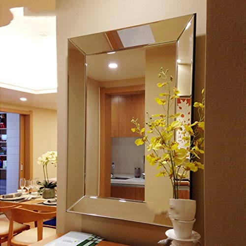 Makeup Mirror Wall-Mounted Makeup Mirror Porch Decorative Mirror Square European-Style Bathroom Vanity Mirror Wall-Mounted Vanity Mirrors (Size : 84 * 112Cm) #TOP5