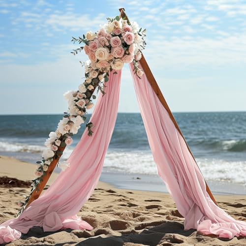 Image of Wedding Arch Draping Fabric, 2 Panels 30 inch x 20Ft Dusty Rose Sheer Curtain Drapes Extra Wide & Long Backdrop Curtains for Bridal Shower Backdrop Outdoor Party Arches Church Ceremony Decoration