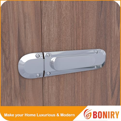Image of Boniry Door Latch Lock | Solid Metal Door Stopper for Bathroom, Home, Office | Easy Install, Smooth Sliding, Heavy Duty Latch (1, Silver)