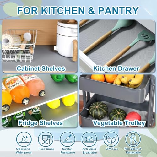 Image of Multipurpose EVA Shelf Roll Grey, 45x300cm - Anti Slip Cupboard Mat, Kitchen Drawer Liner, Fridge Shelf Protector, Water Resistant Wardrobe, Washable Storage Sheet
