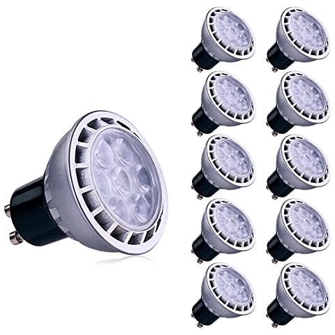 GU10 LED Bulbs Warm White,LAMPAOUS 7W Spot Lights 90% Energy Saving LED GU10 Light Bulbs 550LM, 50 Watt Halogen Gu10 Lamp Equivalent, Frosted Diffuser Eyes Protection ideal for Kitchen Ceiling Lighting, Tracking Lighting, Recessed Lighting, 10 Pack Cover