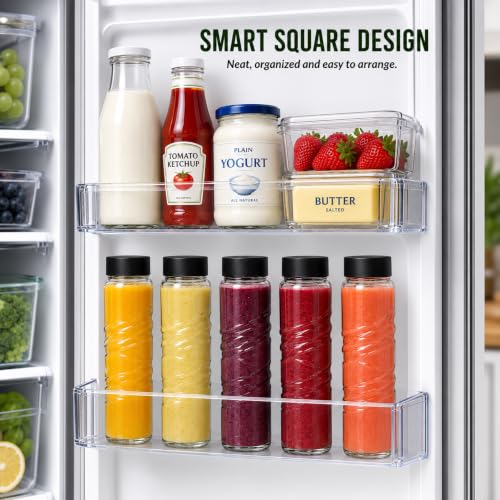 Image of Ash & Roh Round Glass Water Bottle with Lid, Transparent Wide Mouth Juice Bottle for Fridge, Office, School & Everyday Hydration Reusable for Daily Use