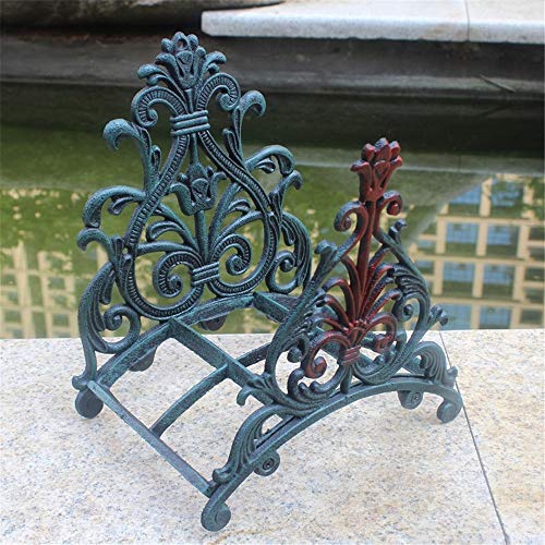 Iron Hose Holder Euro Wall Mounted Cast Iron Garden Hose Hanger, Tulip Flower Hose Butler Water Hose Holder Rack Reel Hook, Gardening Rack Garden Wall Decoration Decorative Indoor Outdoor Hose Rack Re