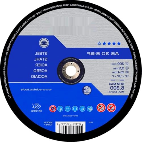 Disco de corte para metal 300 mm de diámetro y 3 mm de grosor, con agujero de 32 mm. Diseñado para: corte de metales en máquinas estacionarias.