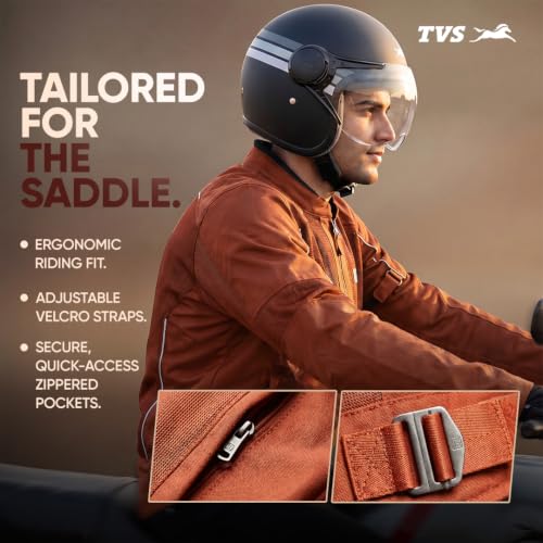 Image of TVS Ronin Edition Mesh Riding Jacket for Men | CE Level 2 Lightweight Back, Shoulder & Elbow Armours, 600D Protection, Lightweight Summer Motorcycle Jacket for Touring, City Riding