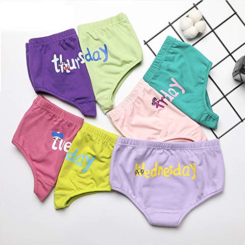 Bestsmile Roupa íntima infantil para meninas pequenas calcinhas para bebês dias da semana calcinhas