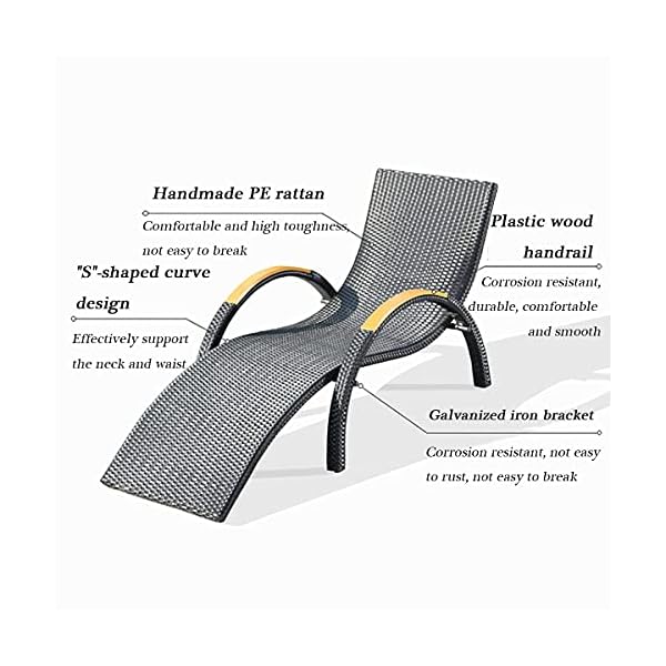 Patio Chaise Lounge Chair, Garden Sun Loungers with Curved Design Modern Outdoor Pool Chairs Ideal for Lawn Beach Poolside Deck Sunbathing,B - Image 7