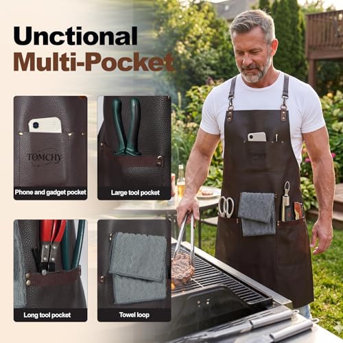 TOMCHY Leather Cooking Apron for Men