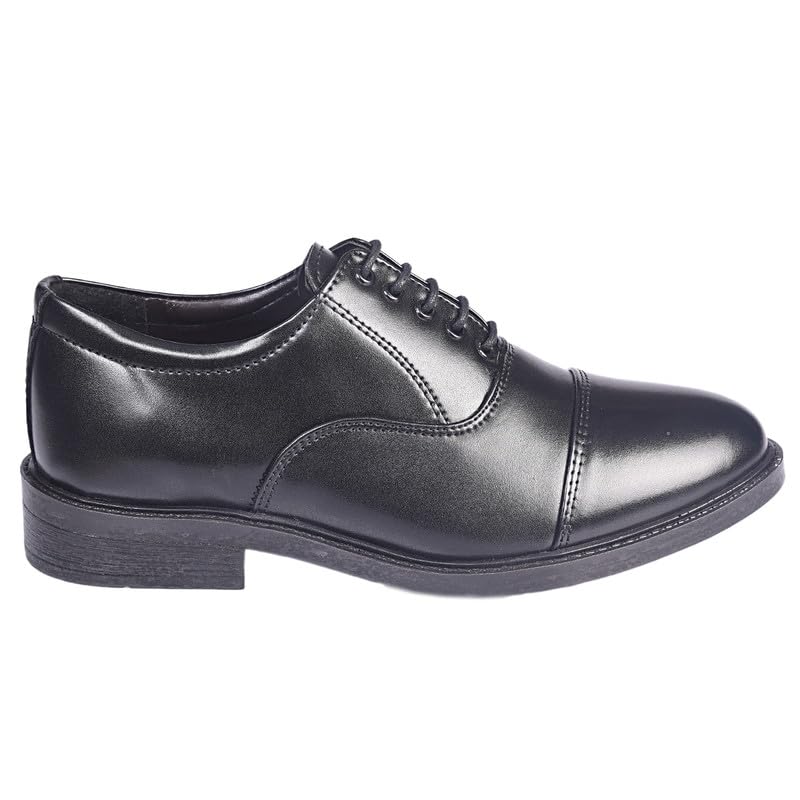 Image of Liberty Kulture Men's Leather Oxford Shoes, Police, Officers, Formal Lace-Up Mid Top Shoes Oxford-Black-7