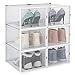 linovum Lot de 6 boîtes à chaussures empilables transparentes pour grandes tailles – Boîte de rangement modulaire pour chaussures avec porte et aération