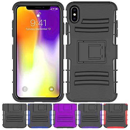 iPhone Xs MAX Stand Case, HLCT Rugged Shock Proof Dual-Layer Case with Built-in Kickstand for iPhone Xs MAX (Black) iPhone Xs MAX Stand Case, HLCT Rugged Shock Proof Dual-Layer Case with Built-in Kickstand for iPhone Xs MAX (Black)