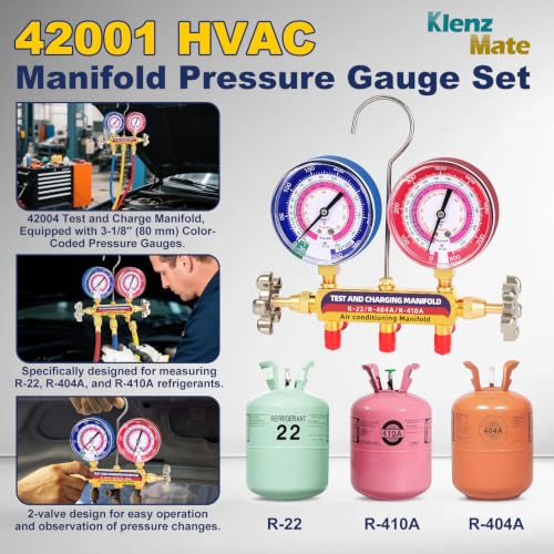Image of 2026 Upgrade 42001 Test and Charging Manifold, for R-22 /R-404A /R-410A | HVAC Manifold Gauge Set with 3-1 /8 inch (80 mm) Color-Coded Gauges, A /C Manifold Gauges, 2-Valve, Manifold Only