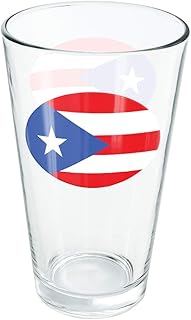 LOGOVISION Puerto Rico Country Flag 16 oz Pint Glass, Tempered Glass, Printed Design & A Perfect Fan Gift | Great for Cold Beverages, Soda, Water