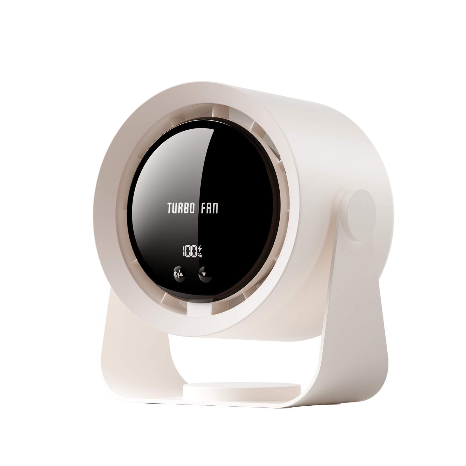Ventilateur de bureau USB rechargeable avec affichage numérique, 5 vitesses ultra-silencieux, inclinable à 90°, suspendable pour chambre, cuisine, camping, bureau, salon (Kaki)