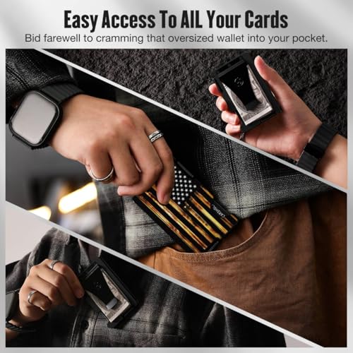 Minimalist Wallet for Men, Wood Grain American Flag, Mens USA Gifts, Metal Card Holder with Money Clip, Slim Front Pocket Wallet4