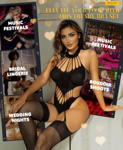 RSLOVE Fishnet Bodystocking for Women - Sexy Lingerie Sets Rave Outfits - image 3
