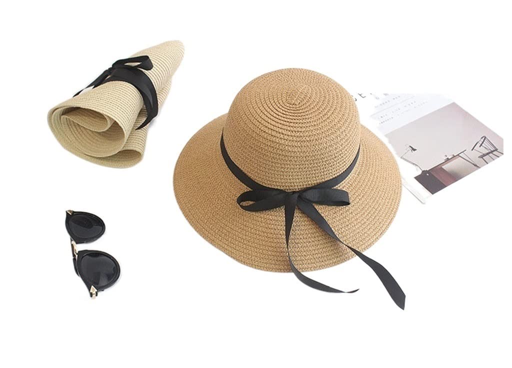 LNNSHX Sommerhut für Damen, Strand, Sonnenhüte, Freizeit, Reise, Outdoor, Urlaub, Zubehör, UV-Schutz (Farbe: Weiß, Größe: 56–60 cm) (Beige 6 7/8)