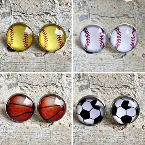 Sports Stud Earrings Glass Basketball Volleyball Baseball Football Earring for Women Men2