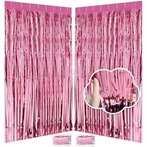 JINSUI Pink Tinsel Backdrop Set Cover