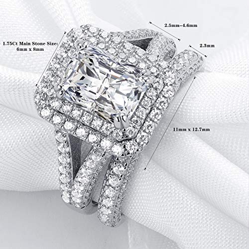 Mutian 1.75Ct Wedding Ring Engagement Ring Set, 14K Gold Plated 925 Sterling Silver Cubic Zirconia Infinite Anniversary Ring, Promise Rings for Her, Size 6-92