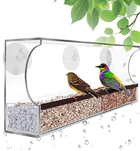 Window Bird Feeder with 4 Super Strong Suction Cups & Sliding Seed...