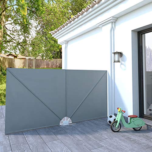 vidaXL Seitenfächer Terrasse 300x150cm Grau Balkonfächer Seitenmarkise Garten