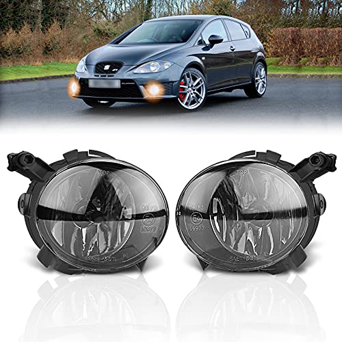 TangMiGe - Feux anti-brouillard compatibles avec SEAT Altea (5P1/5P5) 04/2009-up, Ibiza V 5 (6J1/6J5/6J8) 03/2008-03/2012, Toledo III 3 (5P2) 03/2009-up, Leon (1P1) 04/2009-12/2013 (Fumée) Cover