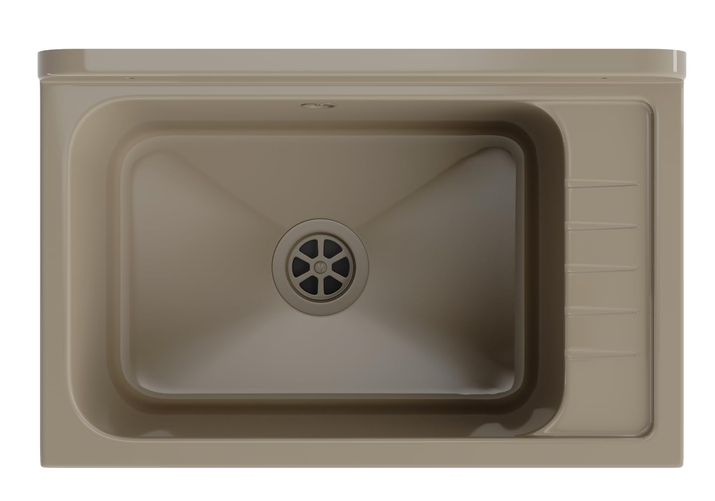 Granitan Ausgussbecken für Garage Keller Werkstatt und Waschküche - Universal Waschtrog mit Siphon - Waschbecken Wandmontage für Innen- und Außenaufstellung - 58x38x26,7 cm - Beige