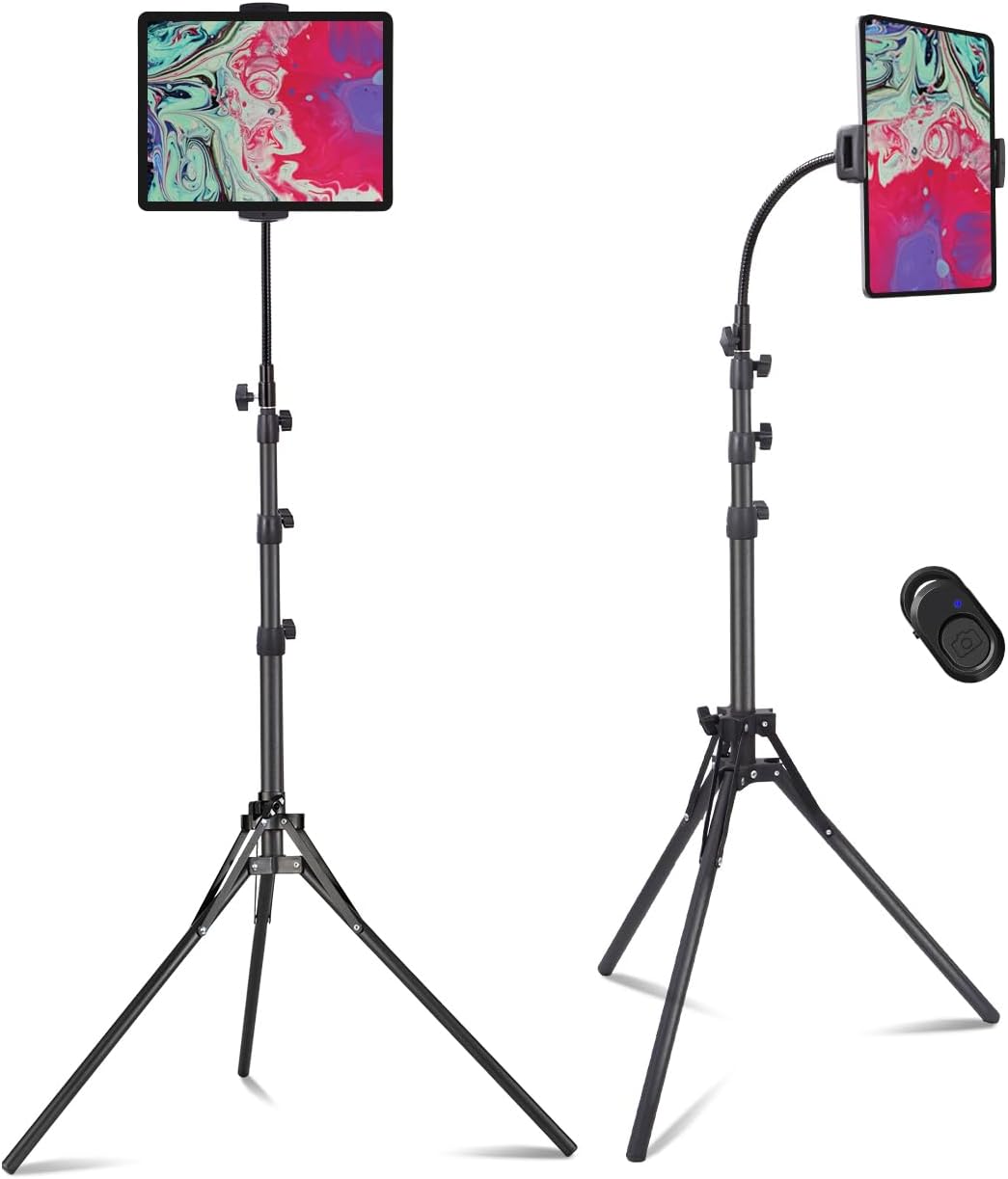 Lusweimi iPad Tripod Stand, Gooseneck 72” Adjustable Floor