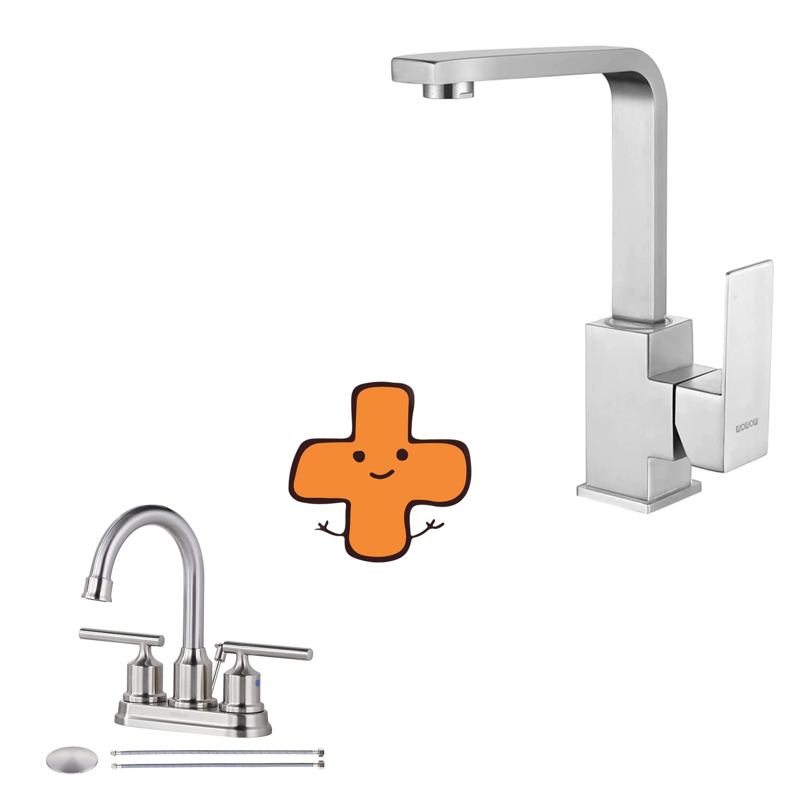 Jnfidosr Bar Faucets Stainless Steel Modern Bar Sink Faucet And 4 Inch Bathroom Faucet 3 Hole