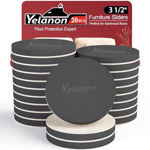 Yelanon Felt Furniture Sliders 20pcs-3 1/2 Furniture Sliders for Carpet Furniture Pads Hardwoods Floors Heavy Furniture Movers Sliders Reusable Moving Pads Floor Protectors for Carpet