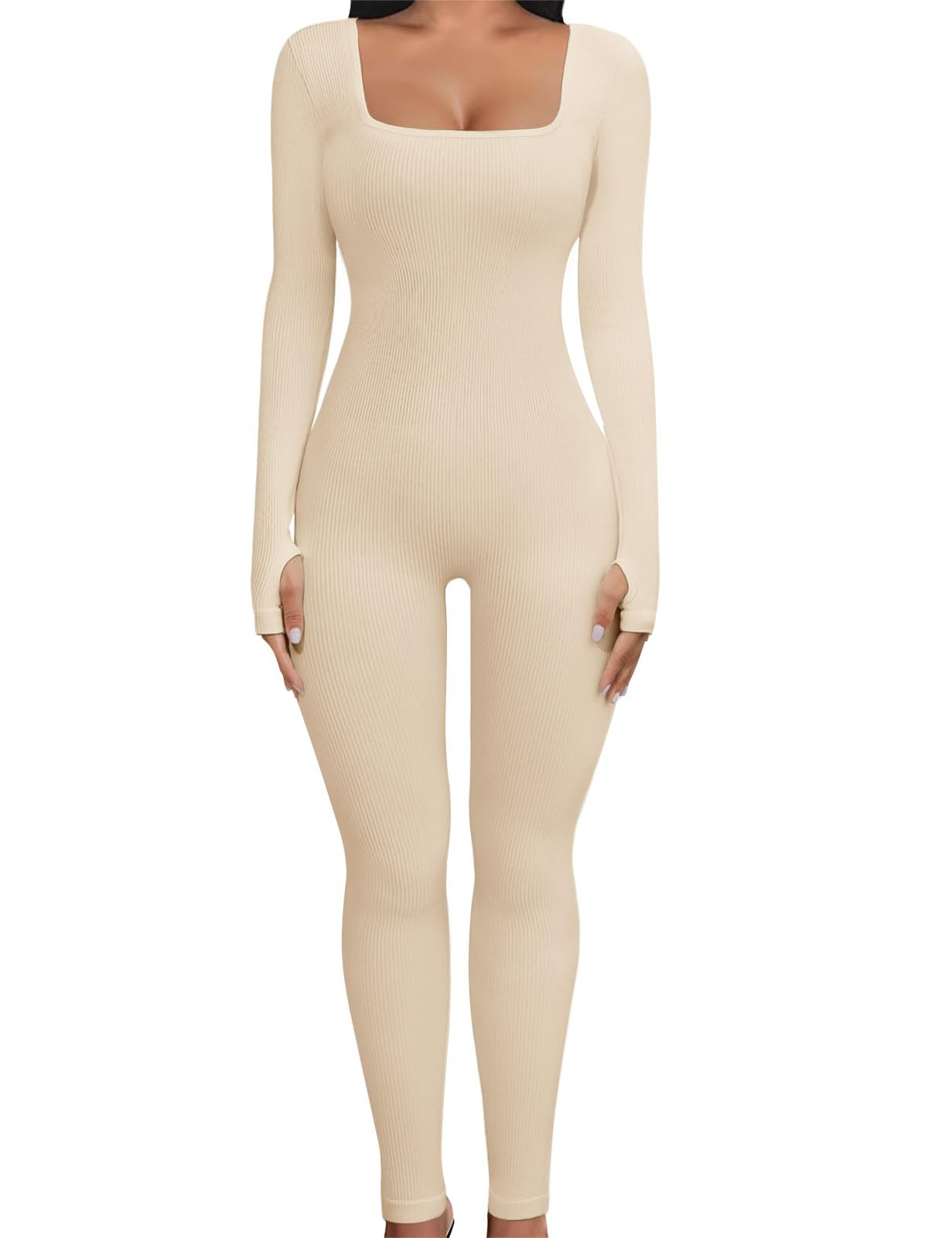 UMIPUBO Tuta Intera Donna Yoga Jumpsuit Sportiva Manica Lunga Tuta Intera Scollo U Completo Tinta Unica One Piece Palestra Leggings Slims Abbigliamento Moda Elastico Rompers Clubwear