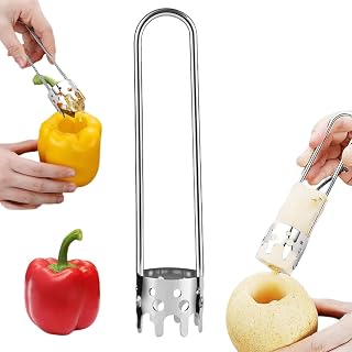 Pepper Corer Seed Remover Tool, 2025 New Red Bell Pepper Seed Corers, Stainless Steel Fruite Vegetables Corers, Apple Jalapeno Corer Tool Kitchen Gadget (1PC-B)
