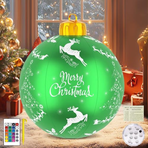 Afenau Aufblasbare Weihnachtskugeln, 60 cm Aufblasbarer...