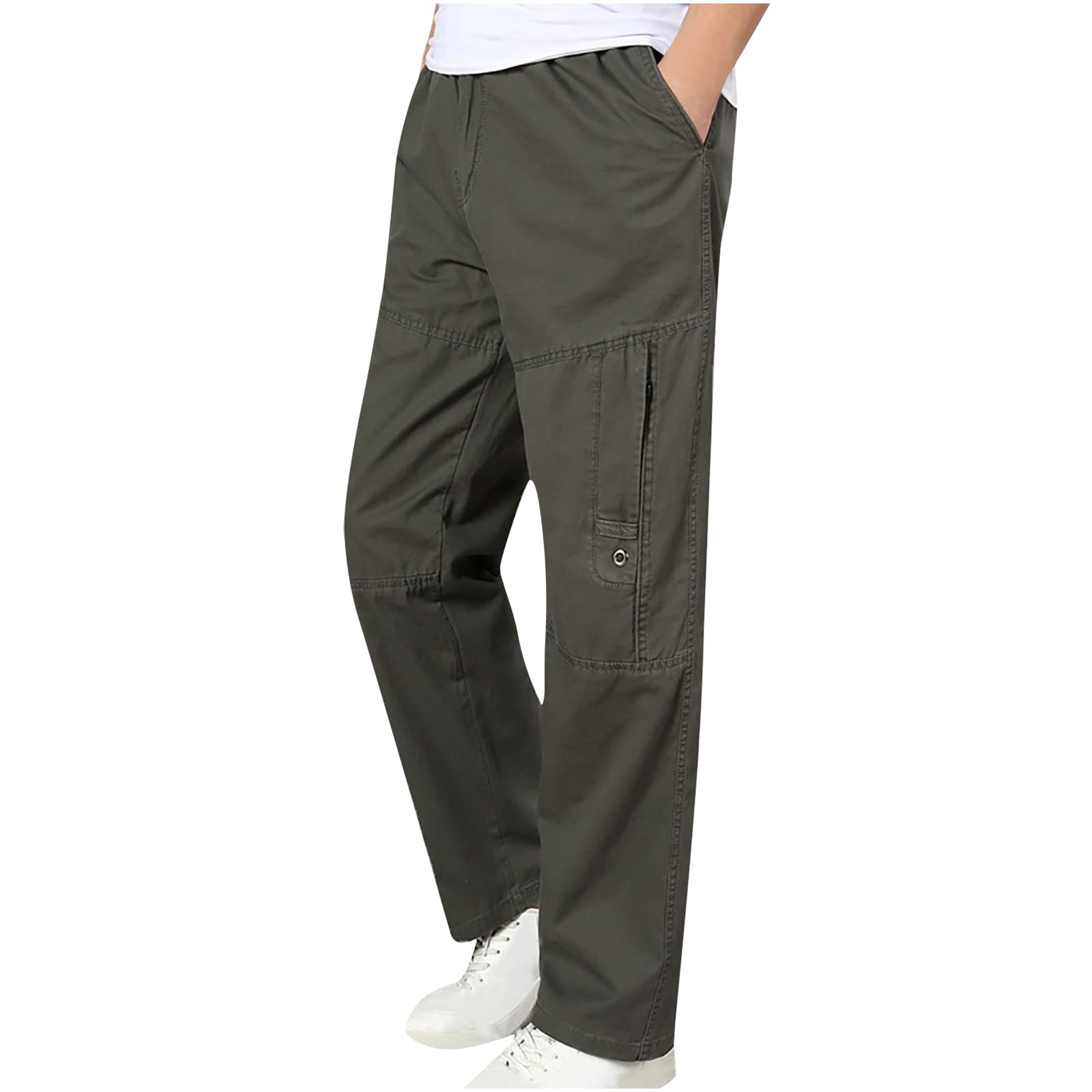Cargo Work Pants for Men Lightweight Elastic Waist Pants Loose fit Jogger Pants Outdoor Hiking Pants Athletic Gym