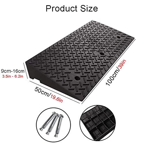 Rampa portátil para bordillo de alta resistencia, de caucho y plástico, altura 9-16 cm, para automóvil, entrada, acera, scooter, bicicleta, motocicleta y silla de ruedas (tamaño: 100x50x11 cm) miniatura 4