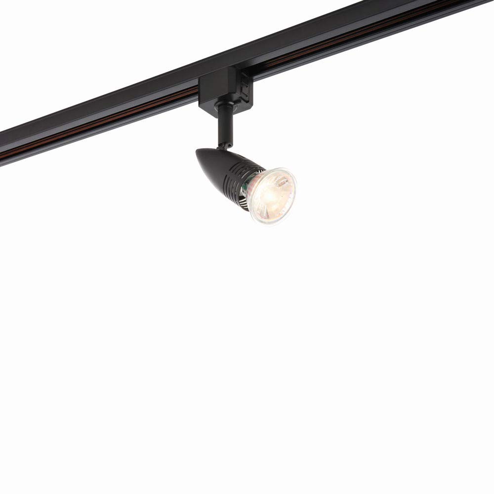 Conor Multi Directional Matt Black Finish Mains Track GU10 LED Compatible Adjustable Spotlight Track Head Lighting