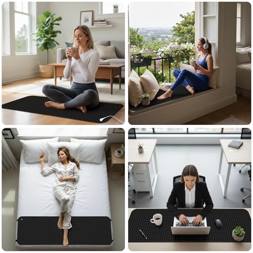 Image of Grounding Mat for Bed, Grounding Pad for Sleeping, Grounding Mattress with Grounding Wire, Grounding Sheets Earth Connected Grounded Pad for Better Sleeping, Balance, 27x78Inch