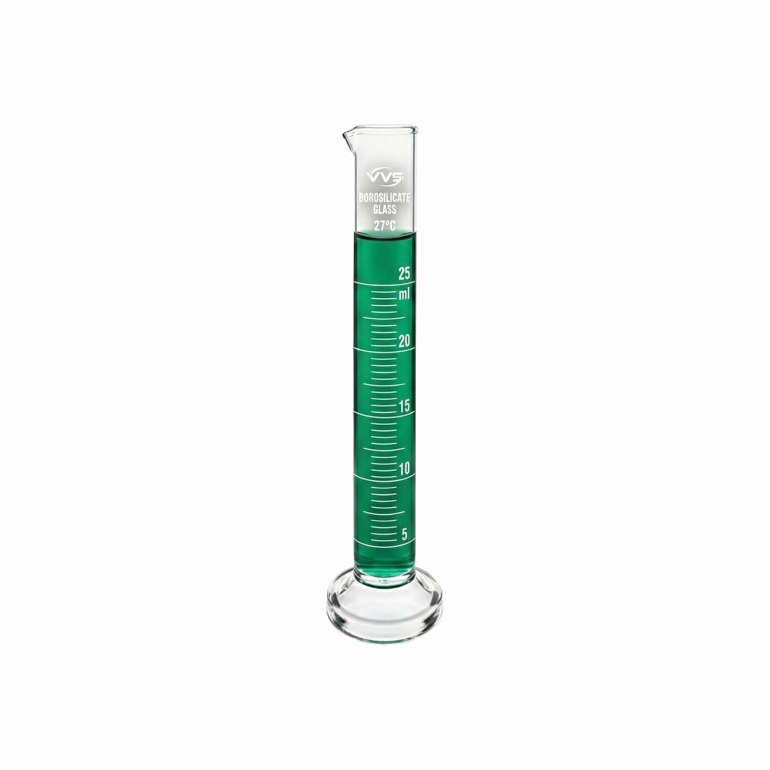 VVS Borosilicate 3.3 Glass Measuring Scientific Cylinder 25ml, 1pcs Round Base For School College Lab Laboratory Chemistry And Professional Use-image-23