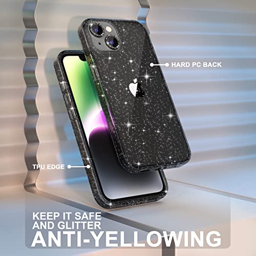 Coque iPhone 14 transparente à paillettes Choiche avec verres trempés protège-objectifs - 7