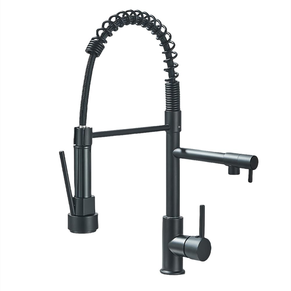 Robinet de cuisine noir rotation 360 mitigeur eau chaude froide sur pont