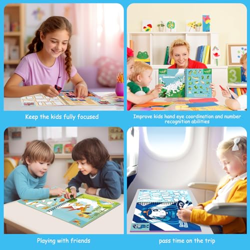 TCJJ 3pcs Sticker Books for Kids Ages 4-8,30 Pictures Boys Sticker Books by Number,Kids Stickers Book for Improve Intelligence,for School&Christmas Gifts - Image 4