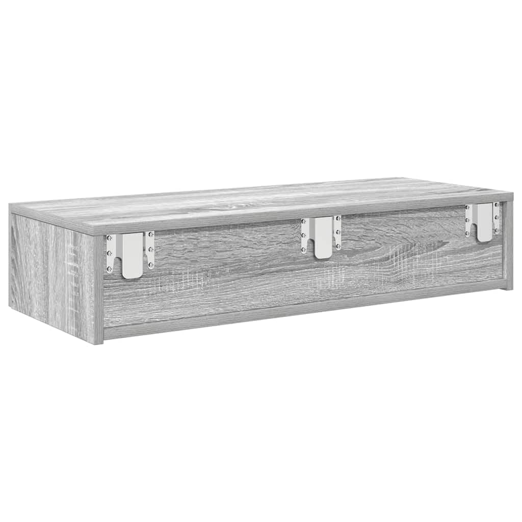 Generisch Wandregal mit Schubladen Grau Sonoma 80x33x17 cm Holzwerkstoff,Möbel,Regalsysteme,Wandregale-859982