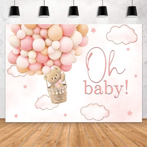 Toile de fond Oh Baby ours pour baby shower fille et studio photo de naissance à la maison