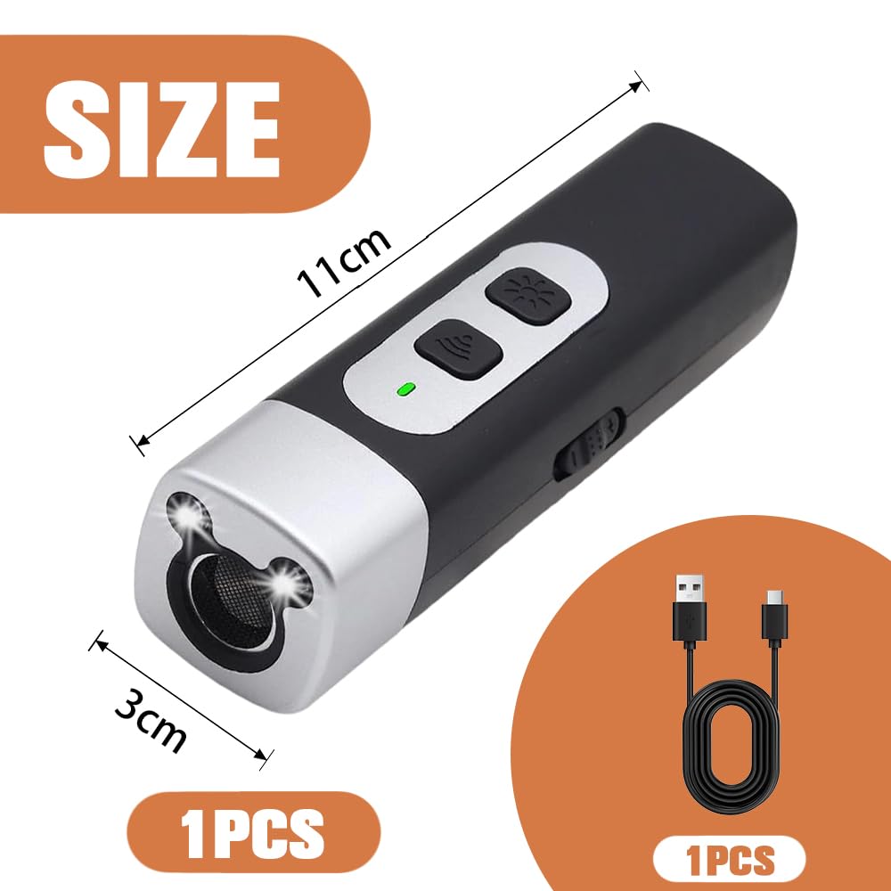 Anti Bell apparaat voor honden, Ultrasone hondenafweer, Oplaadbaar Antibell Ultrasoon apparaat, Antibell Ultrasoon apparaat met 3 instelbare frequenties LED-zaklamp, Bellstop voor honden