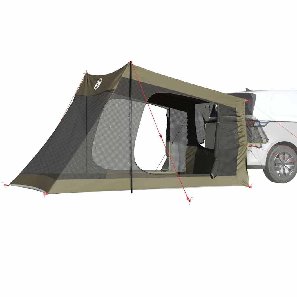 Tenda per auto impermeabile per 2 persone, verde oliva, tenda da campeggio per auto con poliestere rivestito in PU, cuciture sigillate e telo di base, facile da montare con aste e cinghie