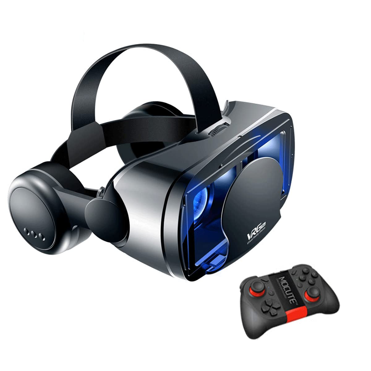 Auriculares de Realidad Virtual con Controlador Gafas 3D VR Ajustables Auriculares de Realidad Virtual HD BLU-Ray Soporte Protegido for Ojos 5~7 Pulgadas for teléfono/Android /379 (Color : A50)