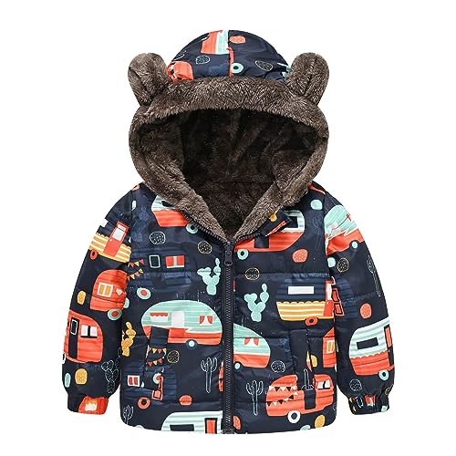 Toddler Kids Windproof Fleece Jacket Thicken 𝗦𝗵erpa Lined Hooded Zip Coat Winter 𝗧𝗲ddy Outerwear with Pocket